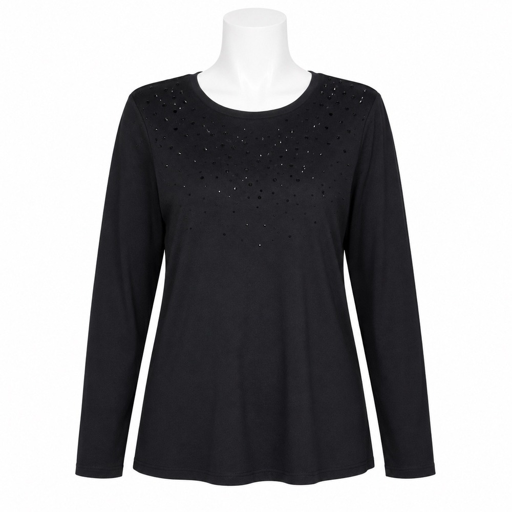 INC International‎ Concepts Embellished Tee Size Medium Black Rhinestone Casual